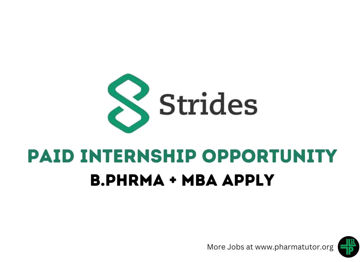 Strides Pharma is offering Paid Internship opportunity