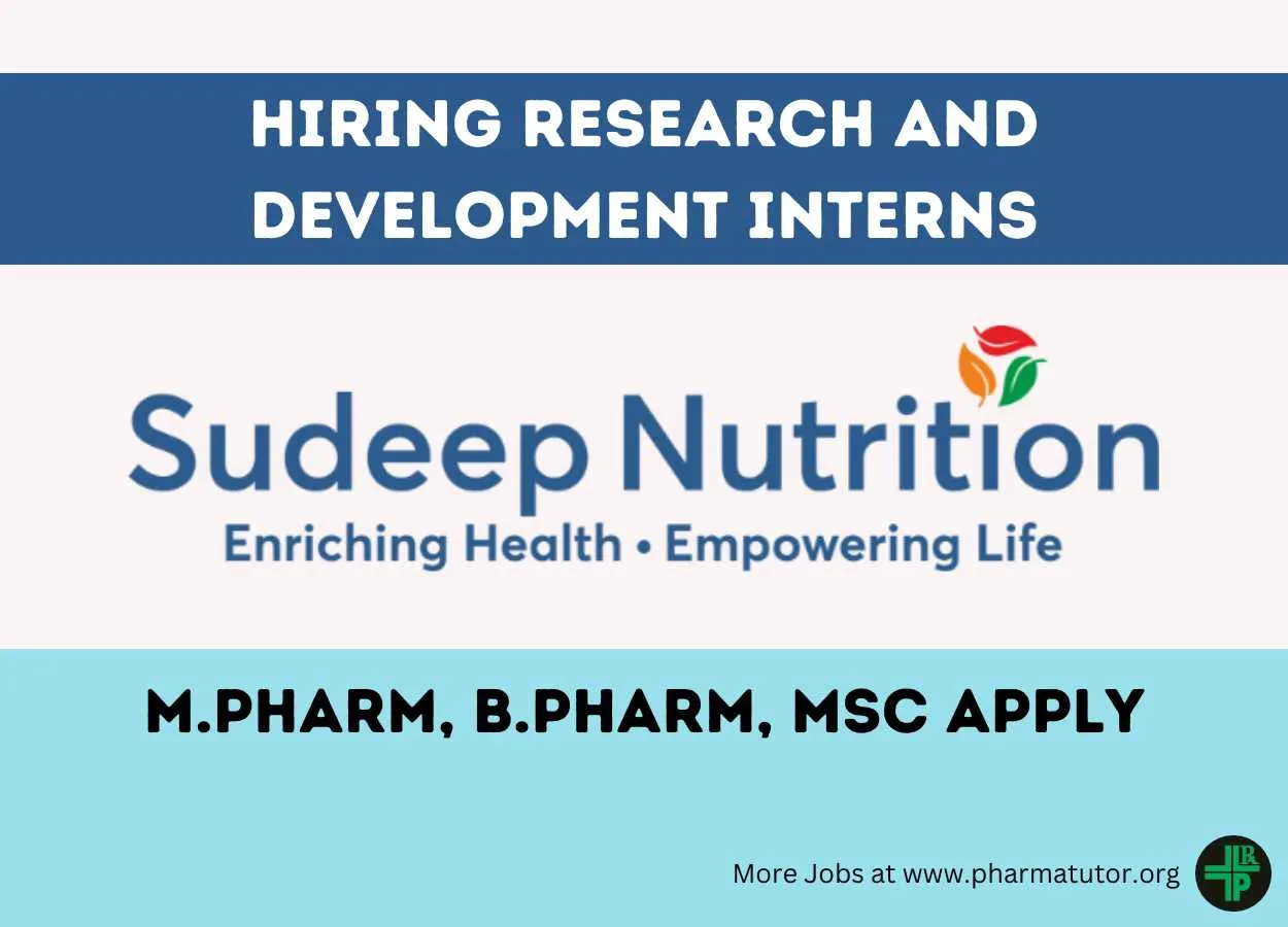 Sudeep Nutrition Hiring Research and Development Interns