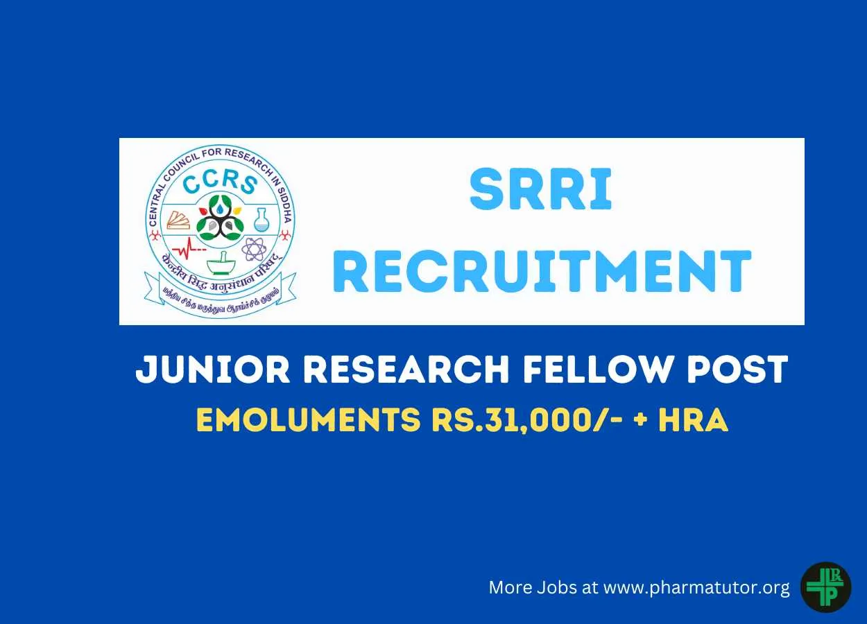 Applications are invited for post of Junior Research Fellow at Siddha Regional Research Institute
