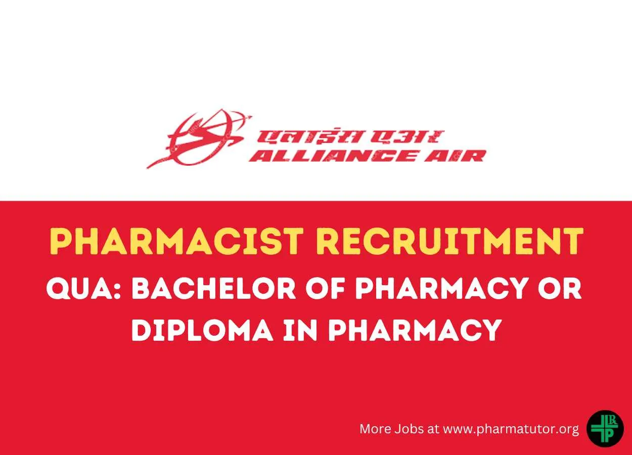 Applications are invited for post of Pharmacist at Alliance Air