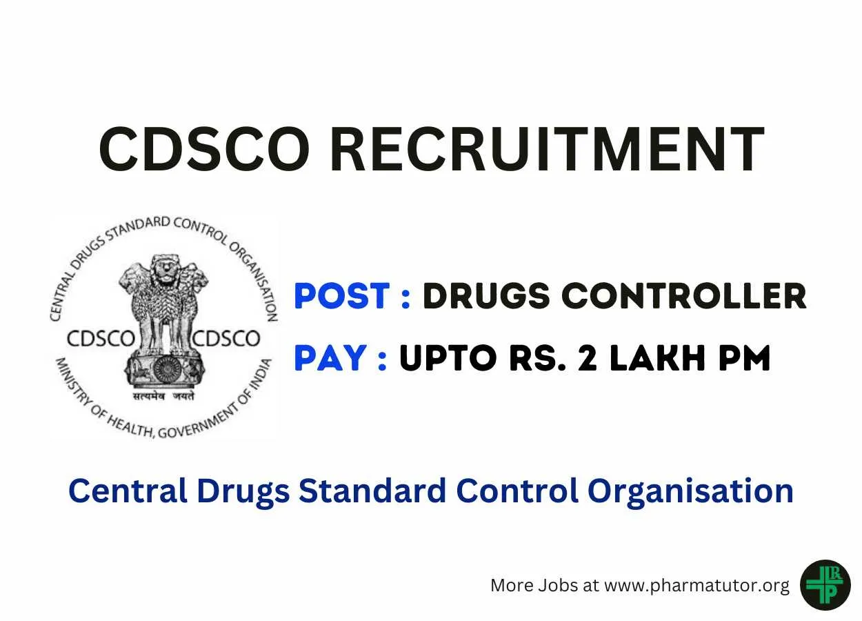 Career for Drugs Controller in Central Drugs Standard Control Organisation