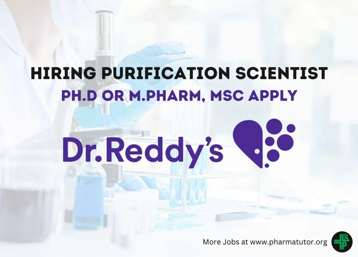 Dr. Reddy's Laboratories Hiring Purification Scientist