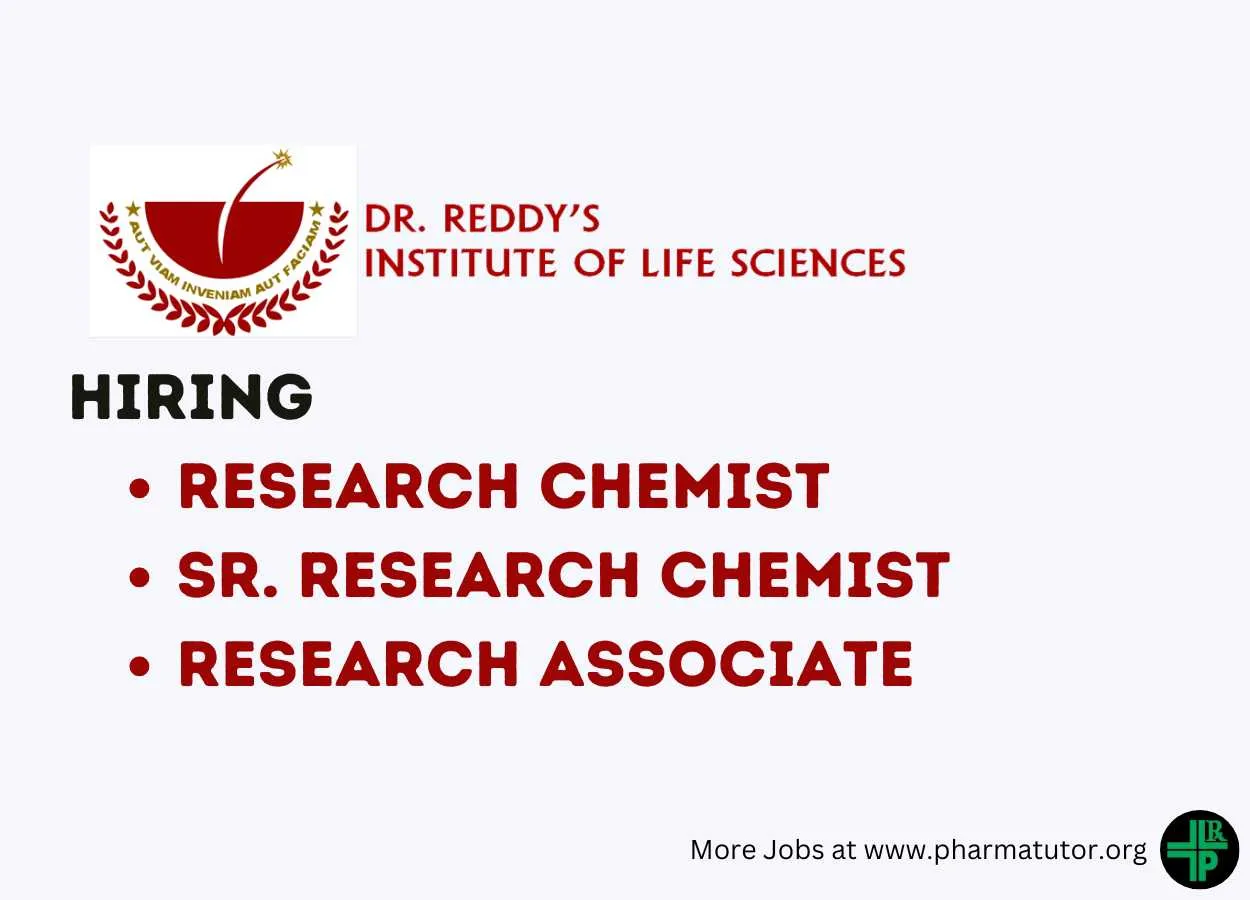 DRILS Hiring Research Chemist, Sr. Research Chemist, Research Associate