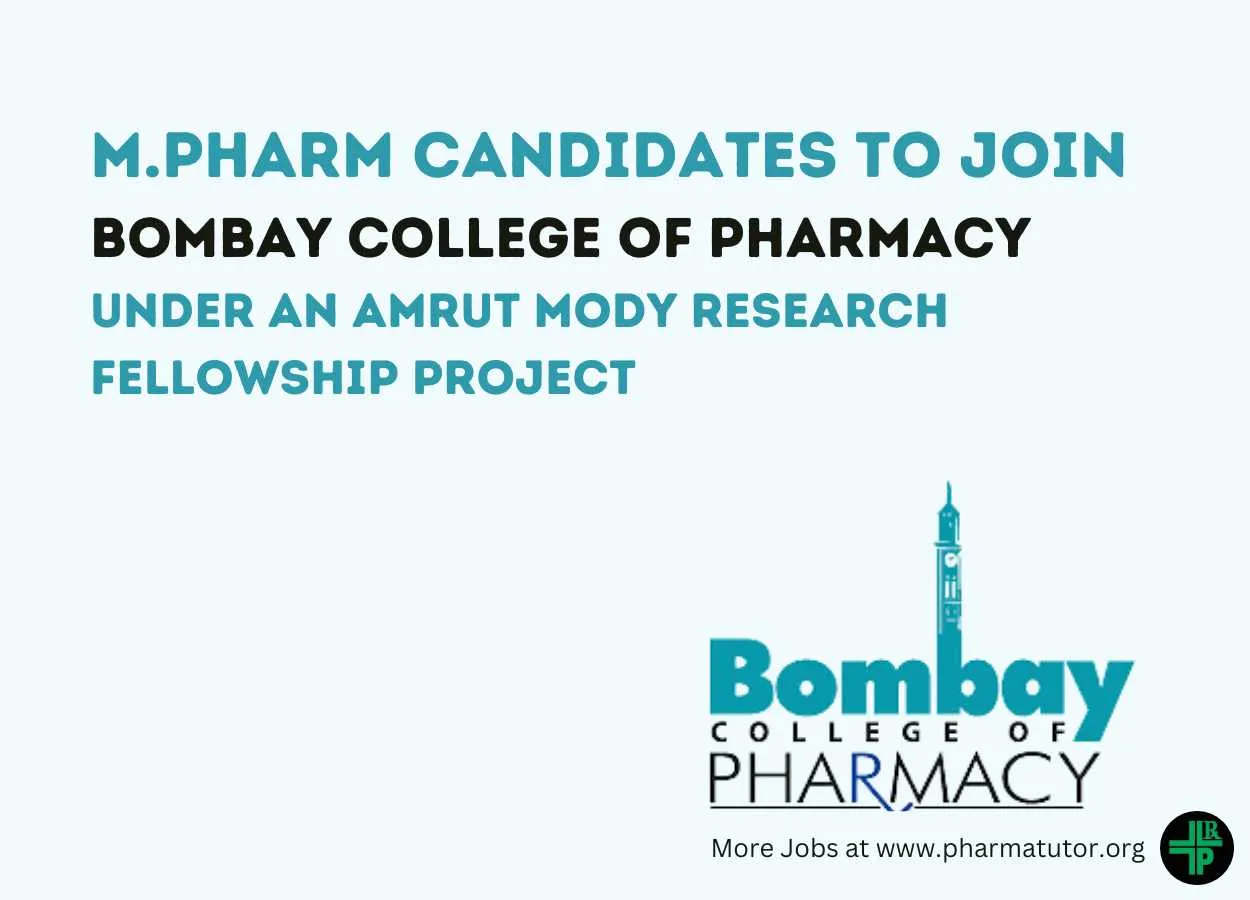 Opportunity for M.Pharm candidates to Join Bombay College of Pharmacy