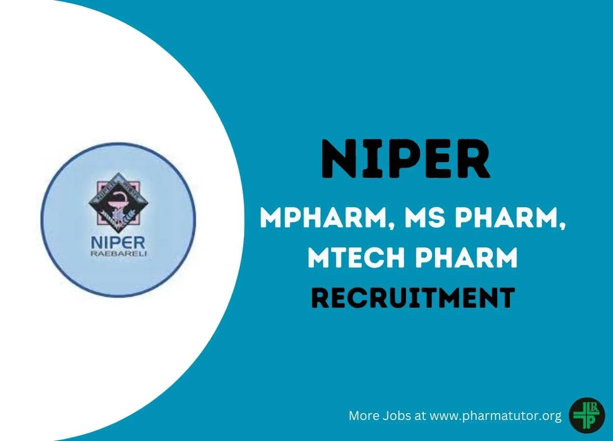 Opportunity for MPharm, MS Pharm, MTech Pharm to work under SERB Project at NIPER