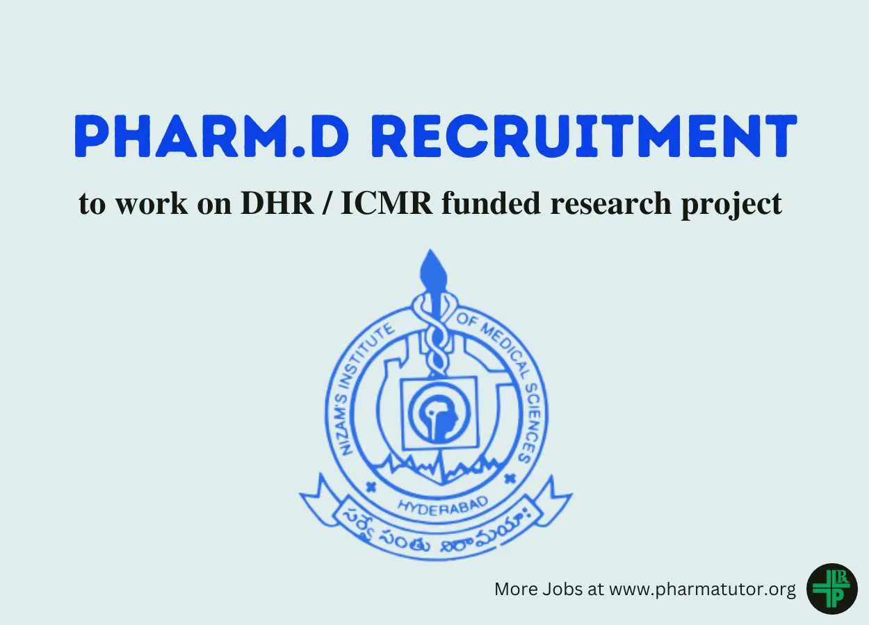 Opportunity for Pharm.D as Research Assistant at Nizam Institute of Medical Sciences
