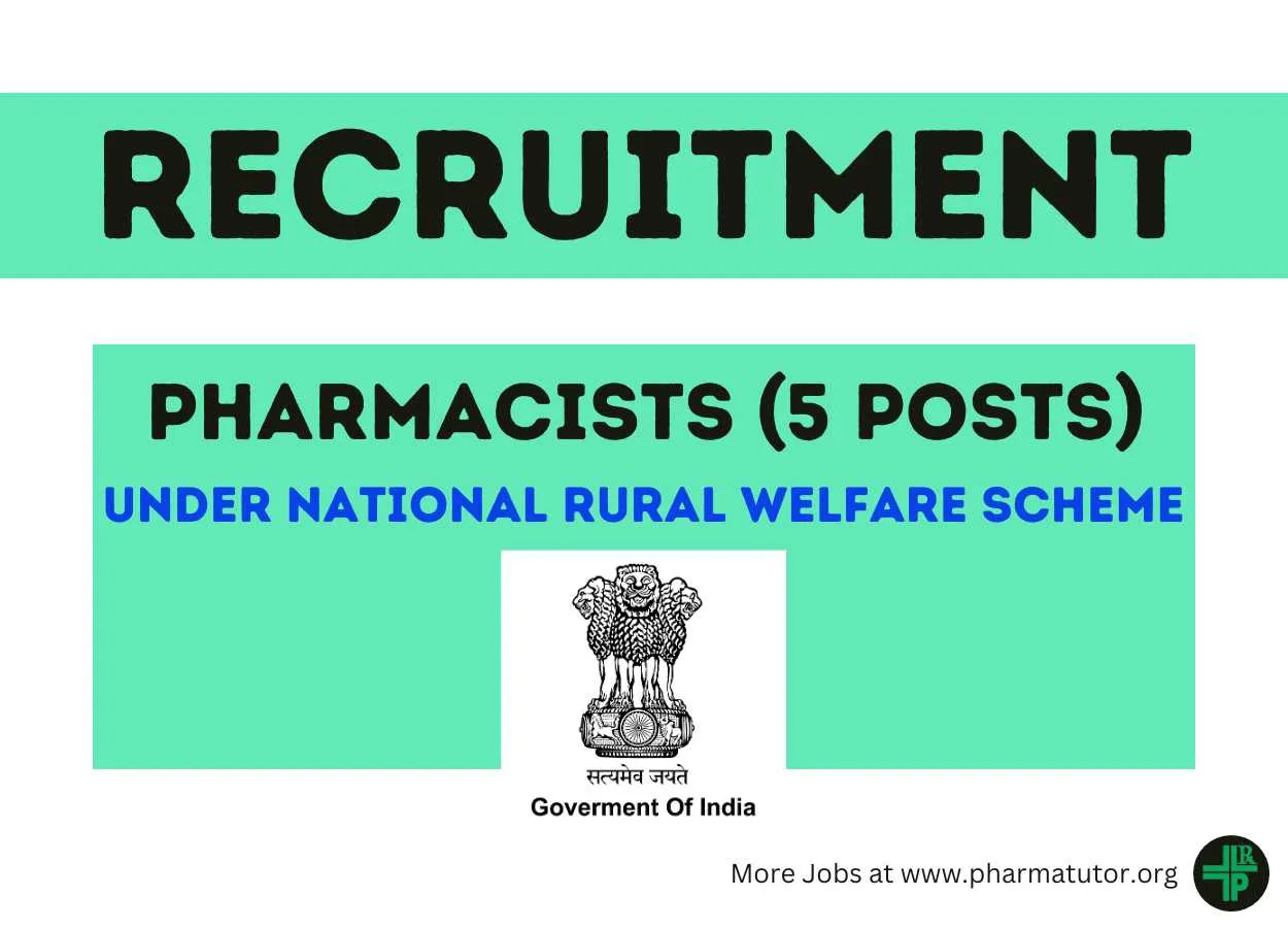 Pharmacists jobs (5 posts) under AYUSH National Rural Welfare Scheme
