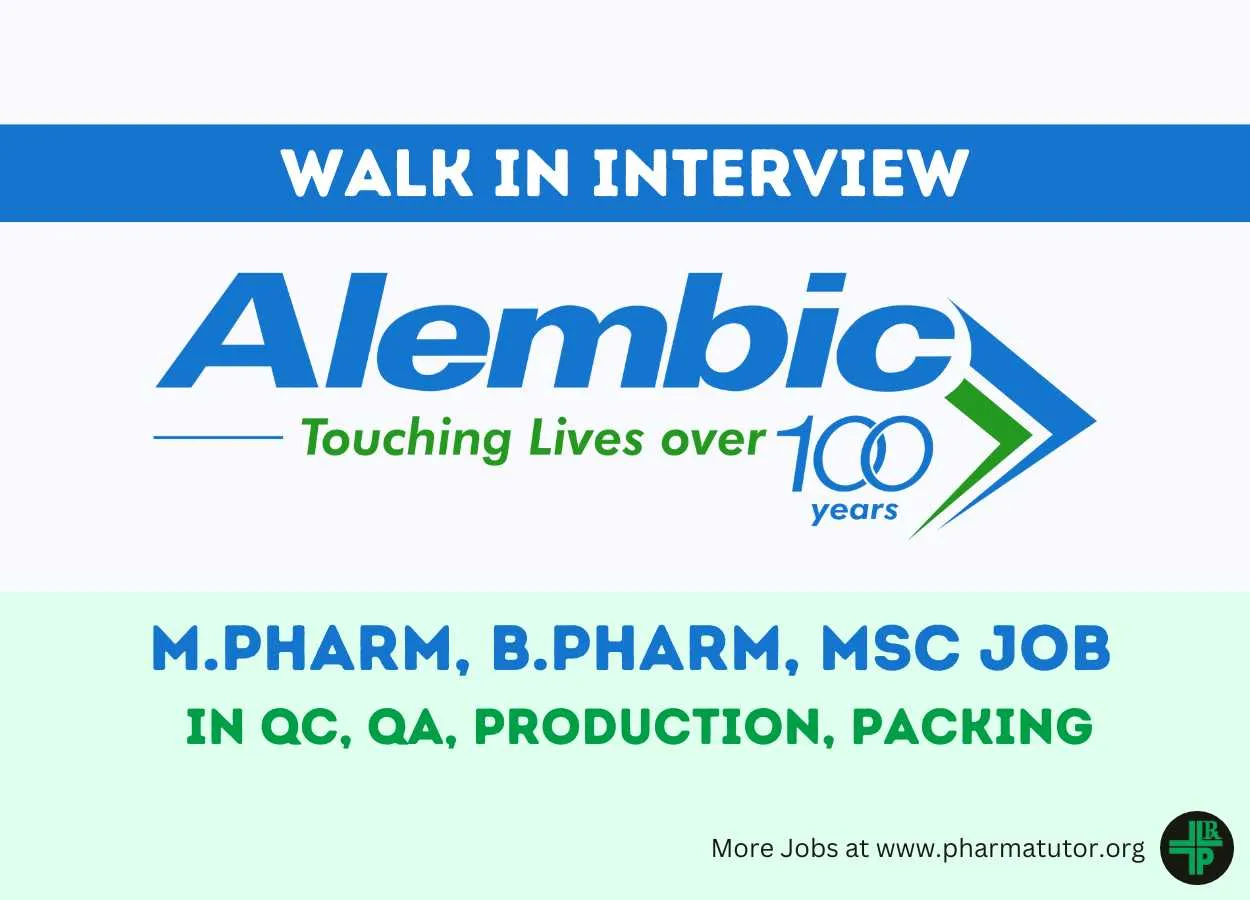 Walk In Drive For M.Pharm, B.Pharm, MSc In QC, QA, Production, Packing ...