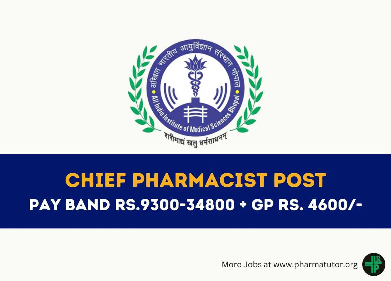 Applications are invited on deputation basis for Chief Pharmacist at AIIMS