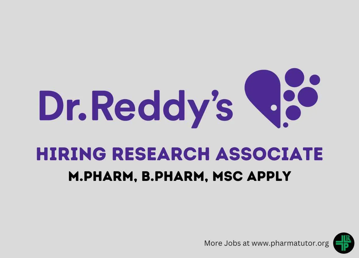 Hiring Research Associate at Dr. Reddy's Laboratories