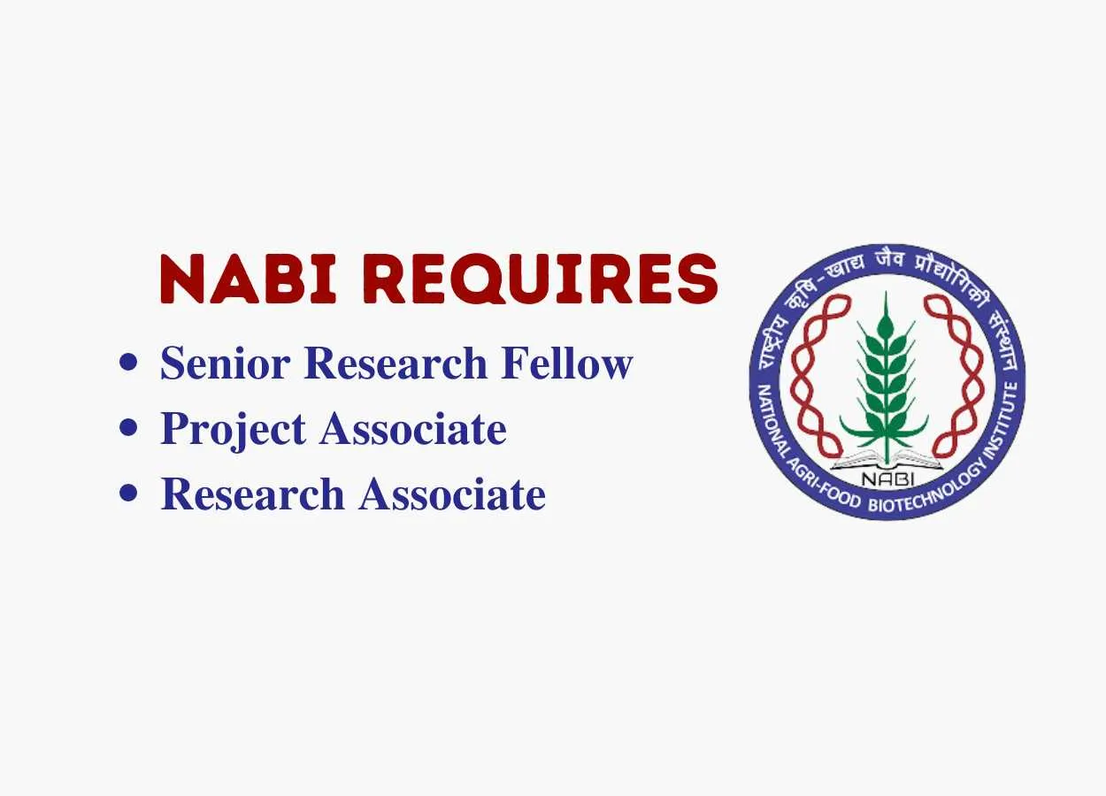 NABI requires Senior Research Fellow, Project Associate, Research Associate