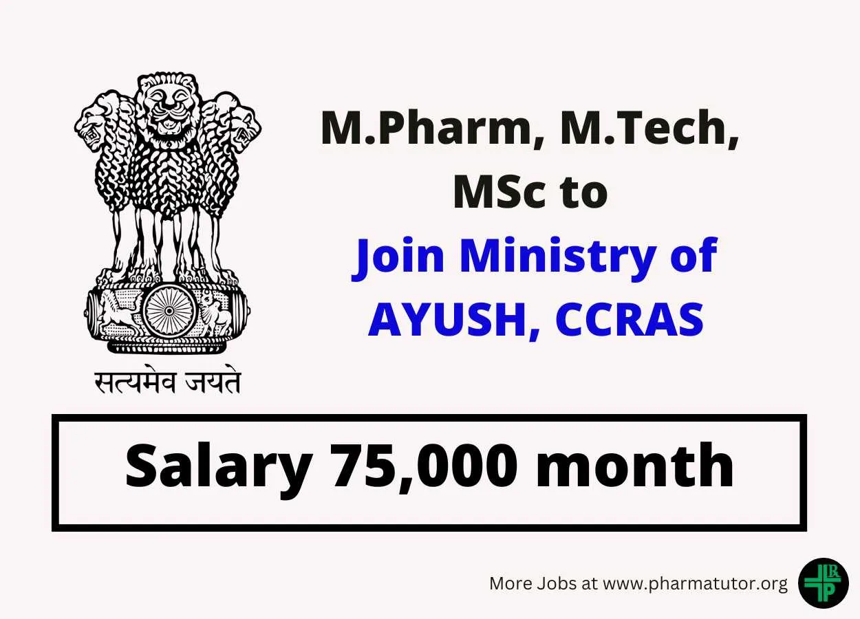 Opportunity for M.Pharm, M.Tech, MSc to Join Ministry of AYUSH