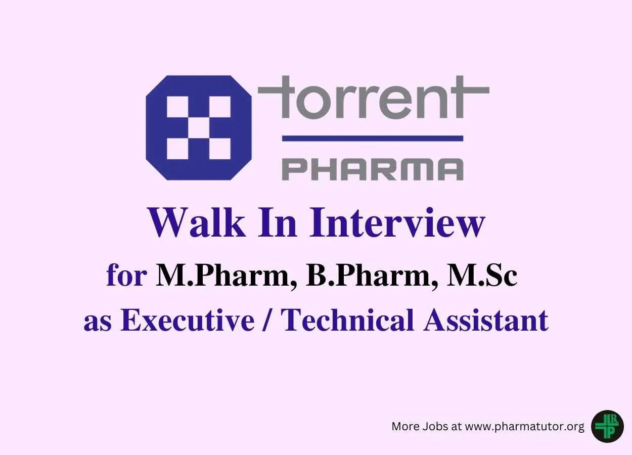 Work as Executive, Technical Assistant at Torrent Pharma
