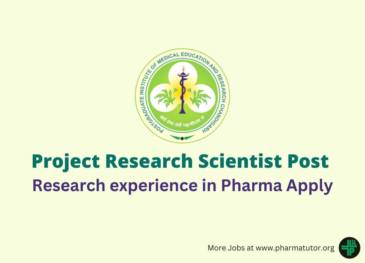 Applications are invited for Research Scientist at PGIMER