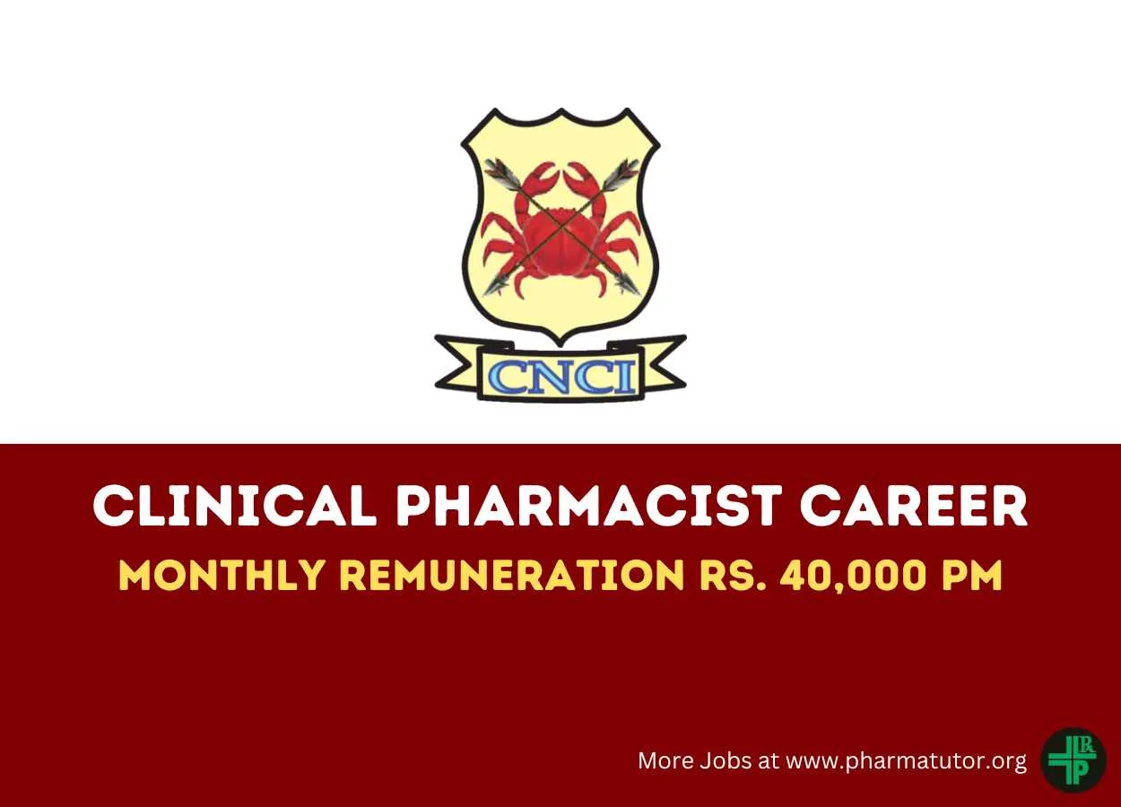 Recruitment of Clinical Pharmacist at Chittranjan National Cancer Institute - Salary Rs. 40,000 month