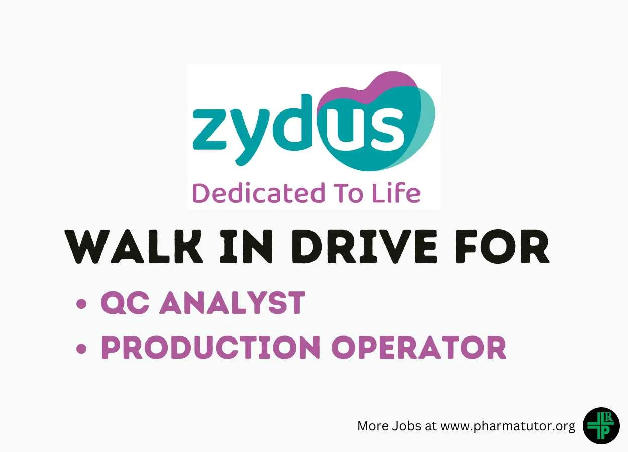 Interview for QC Analyst, Production Operator at Zydus Life Sciences