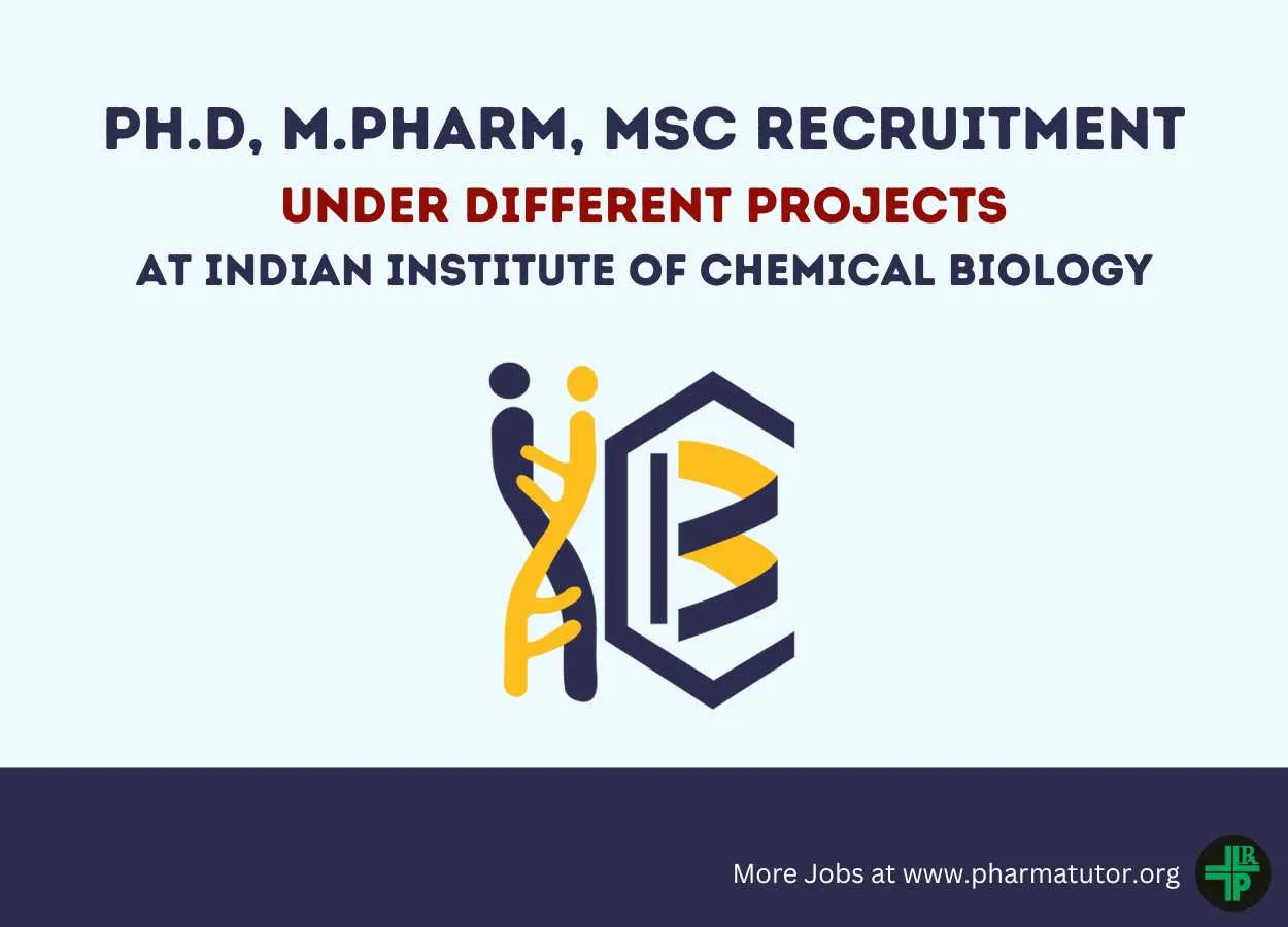 Multiple Openings for Ph.D, M.Pharm, MSc candidates at IICB