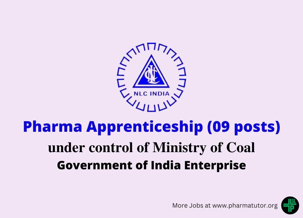 NLC India Limited invites application for Pharma Apprenticeship
