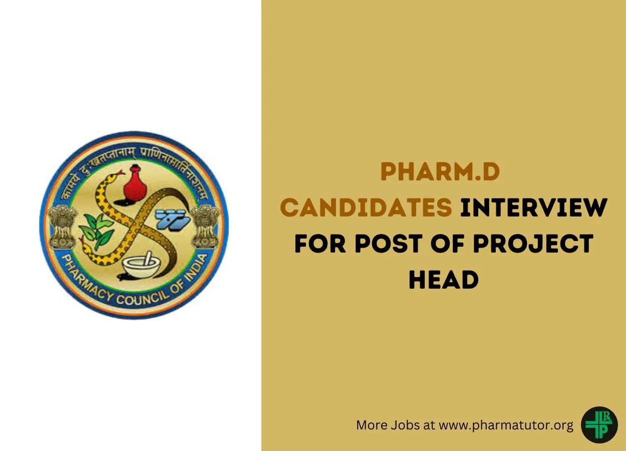 PCI invites Pharm.D candidates for walk-in interview for post of Project Head