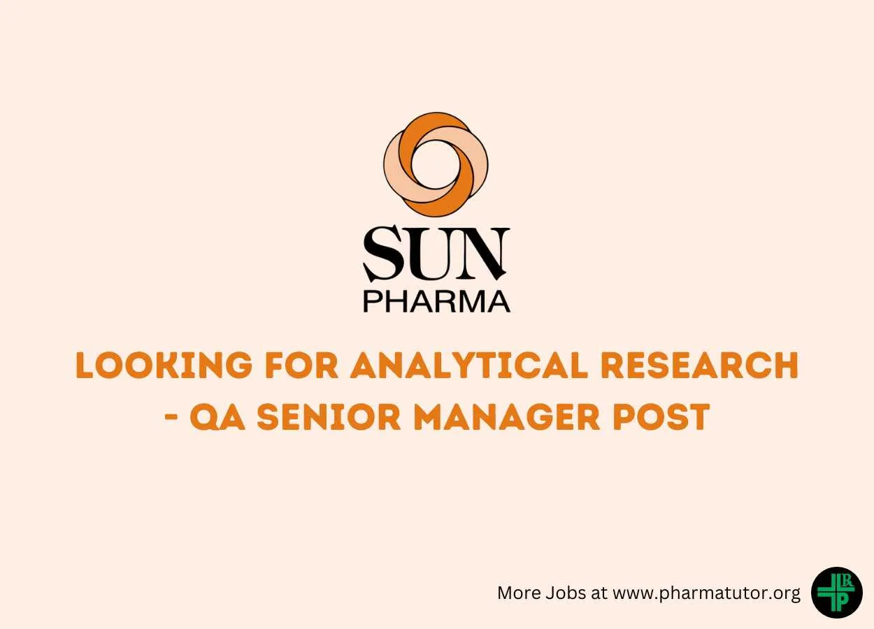 Sun Pharma looking for Analytical Research
