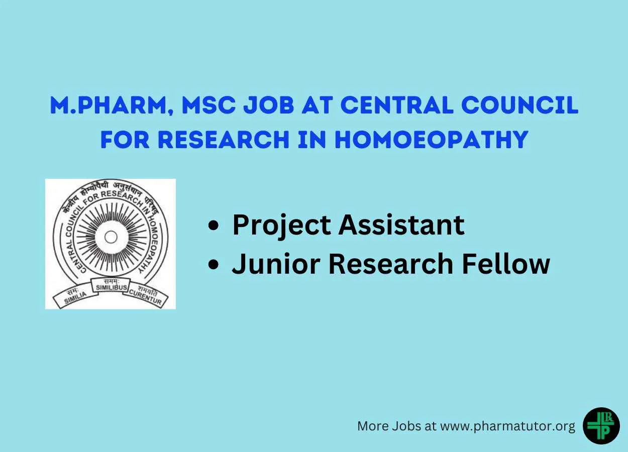 Vacancy for M.Pharm, MSc under C.C.R.H