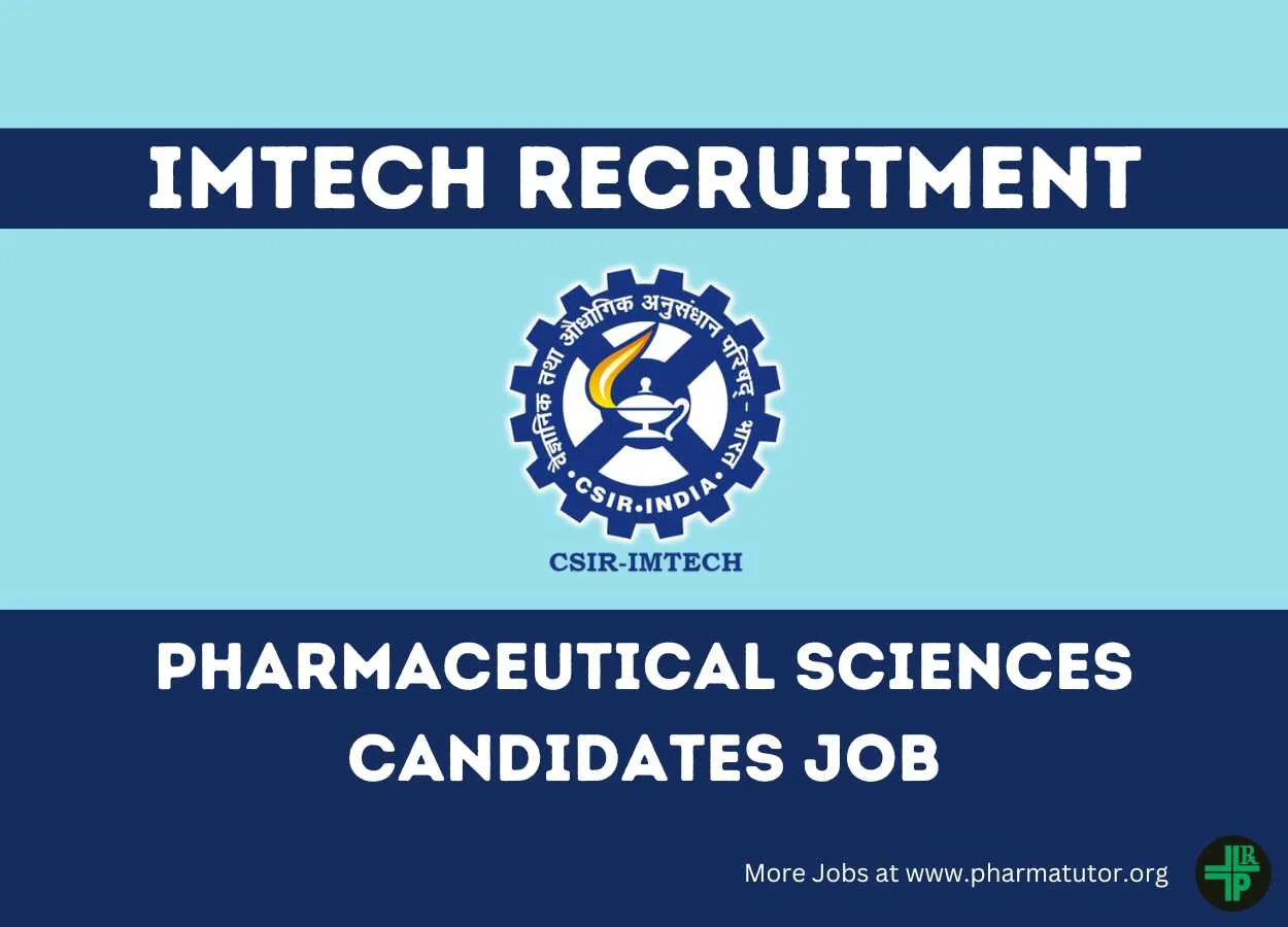 Vacancy for Pharmaceutical Sciences candidates at IMTech