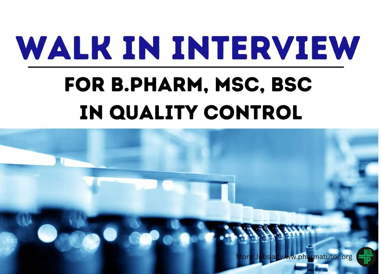 Walk in Drive for Quality Control Department at Intas Pharma