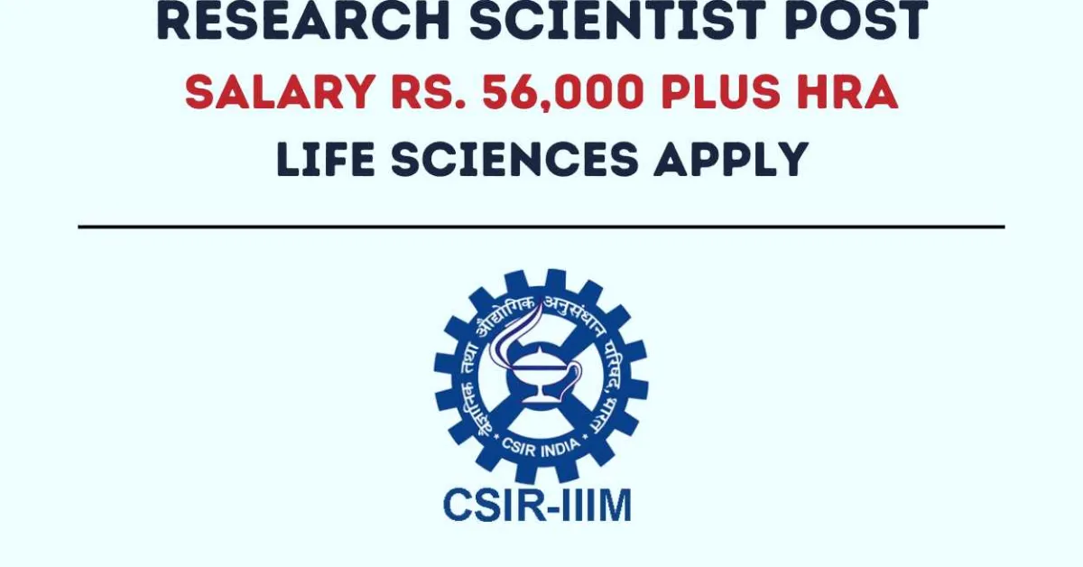 Applications are invited for post of Research Scientist at IIIM