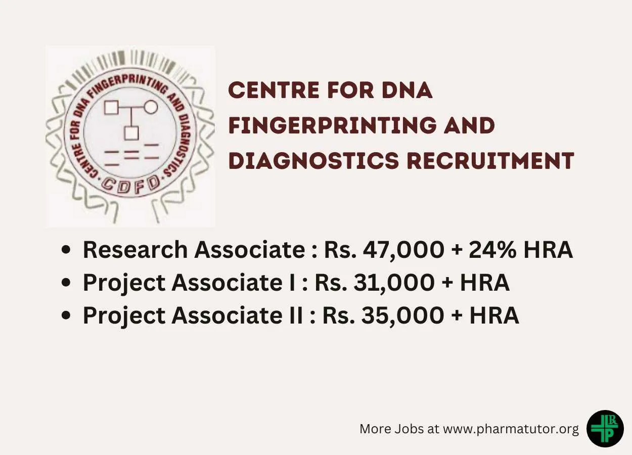 Invites online applications for the post of Research Associate, Project Associate at CDFD