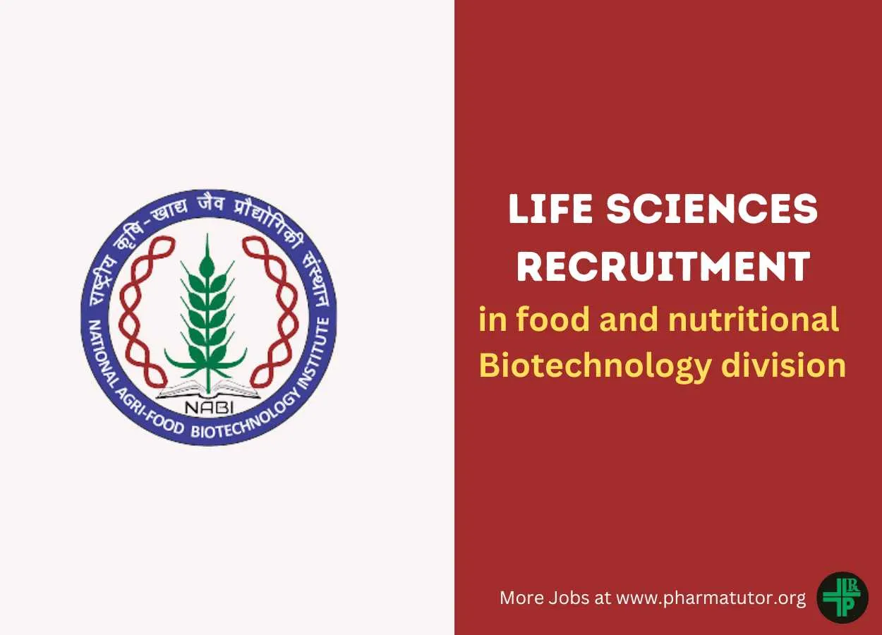 National Agri Food Biotechnology Institute looking for Life Sciences candidates