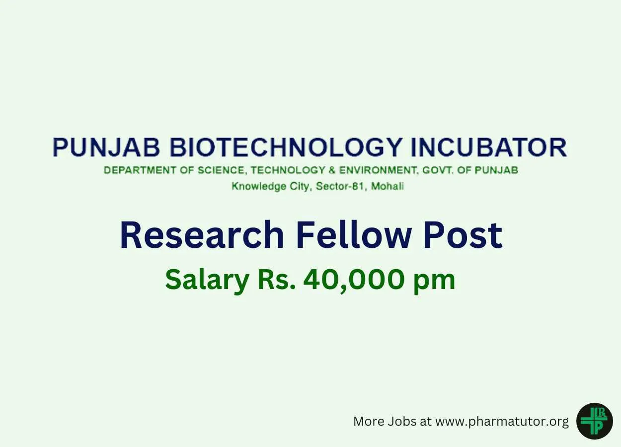 PBTI invites applications for post of Research Fellow