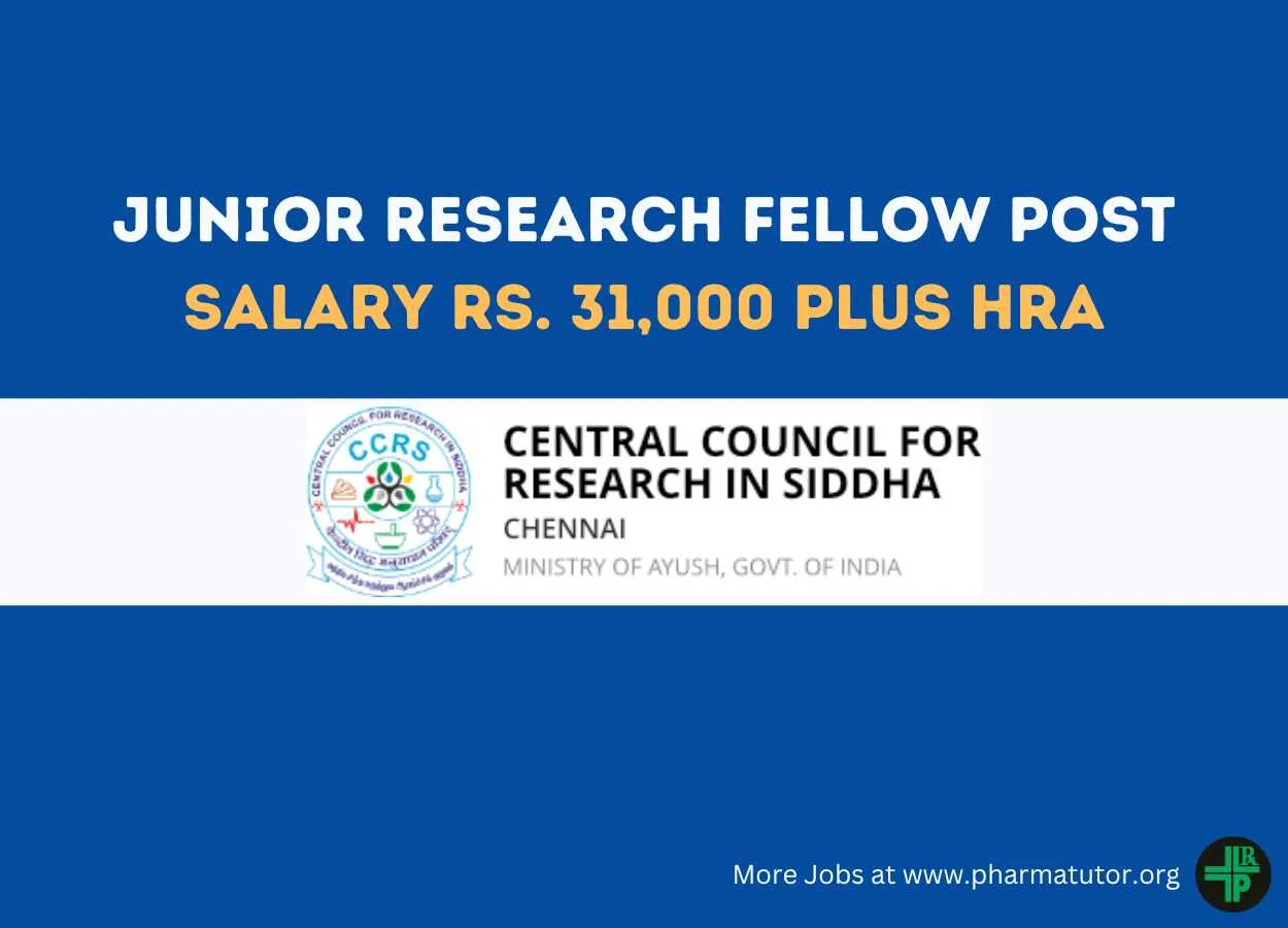 Vacancy for Junior Research Fellow at Siddha Central Research Institute