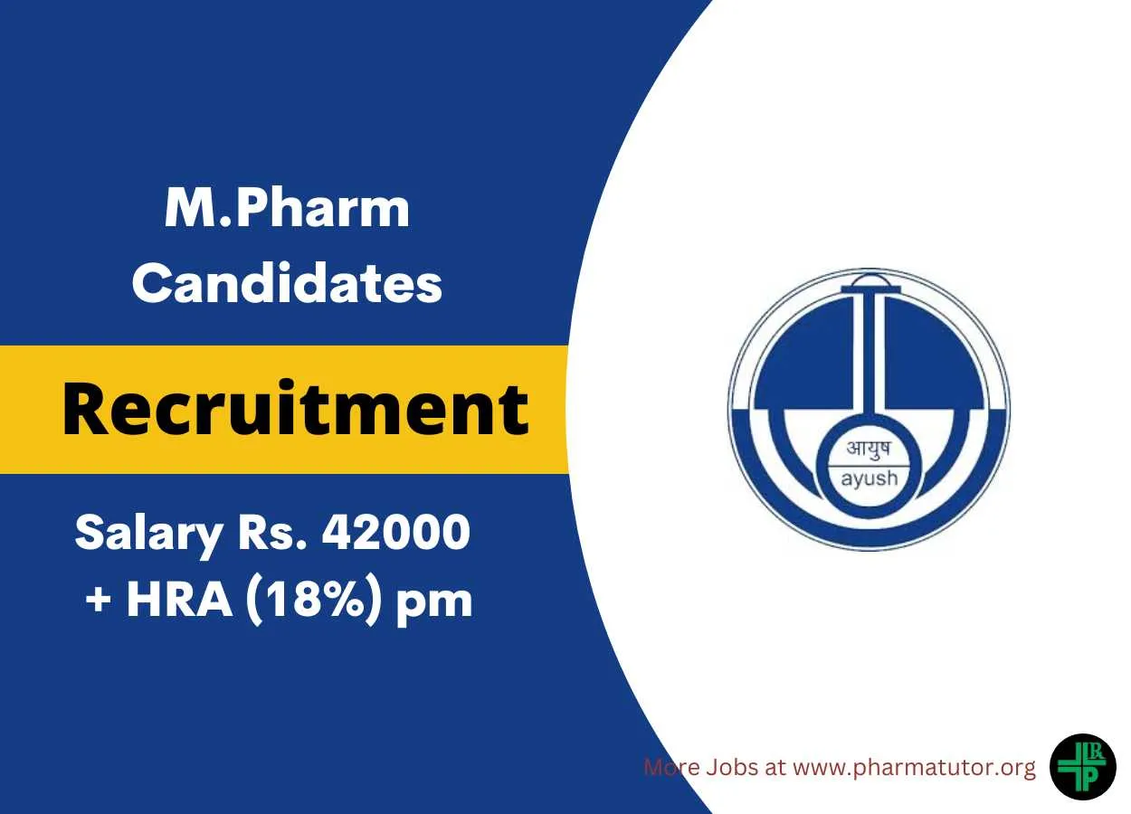 Vacancy for M.Pharm as SRF at Central Ayurveda Research Institute