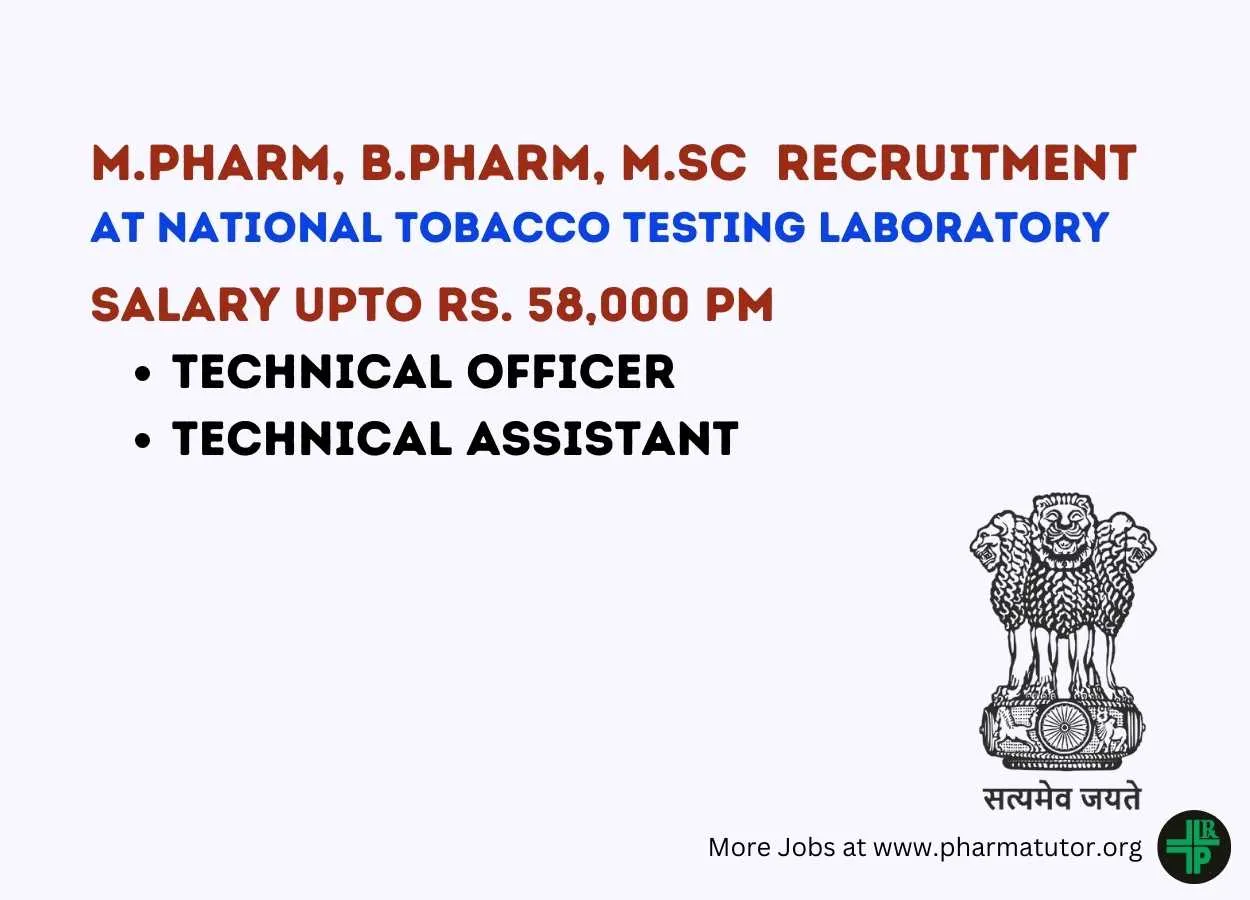 Vacancy for M.Pharm, B.Pharm, M.Sc as Technical Officer, Technical Assistant at NTTL