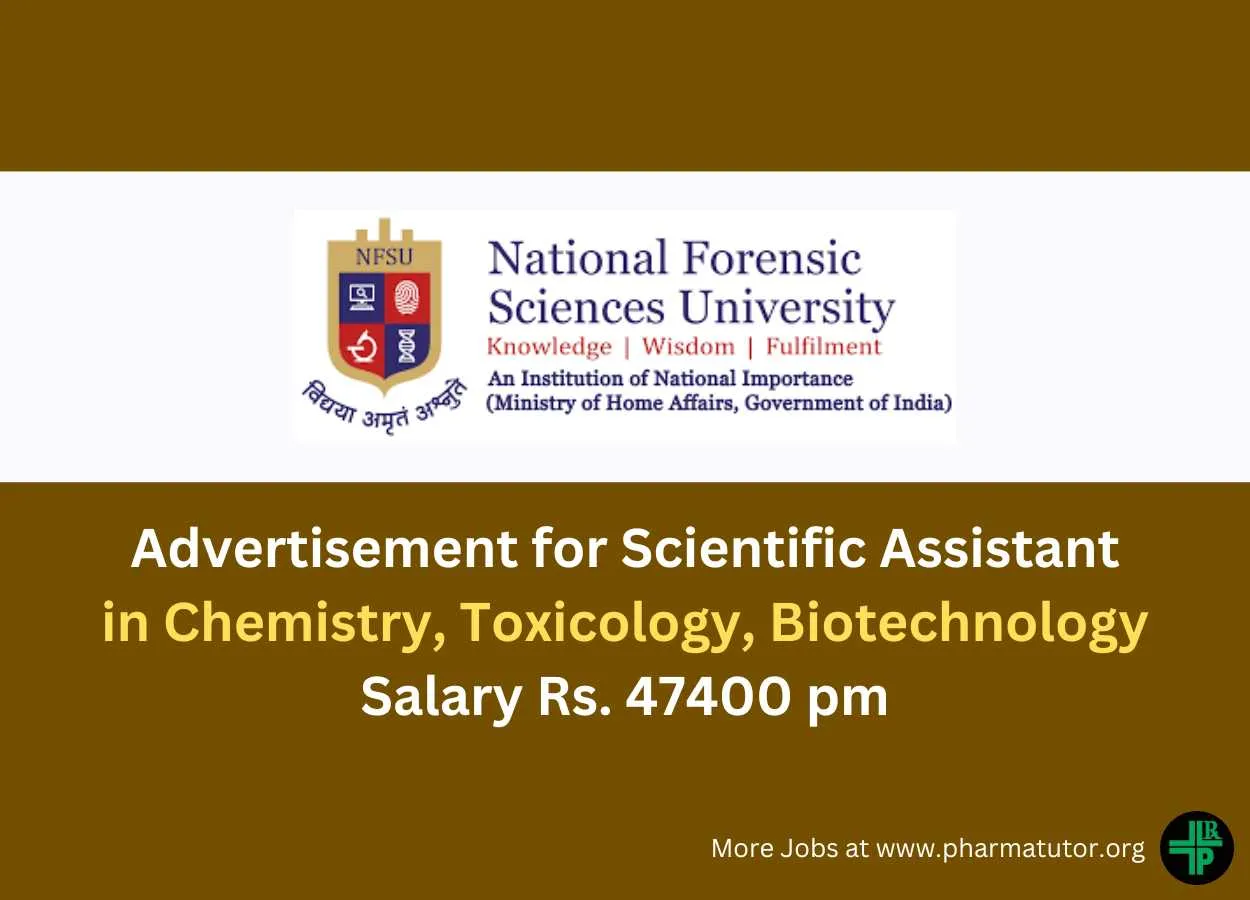 Advertisement for Scientific Assistant at National Forensic Sciences University