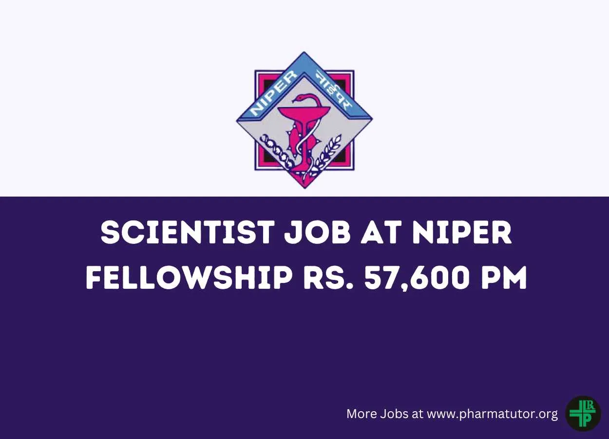 Applications are invited for post of Scientist at NIPER