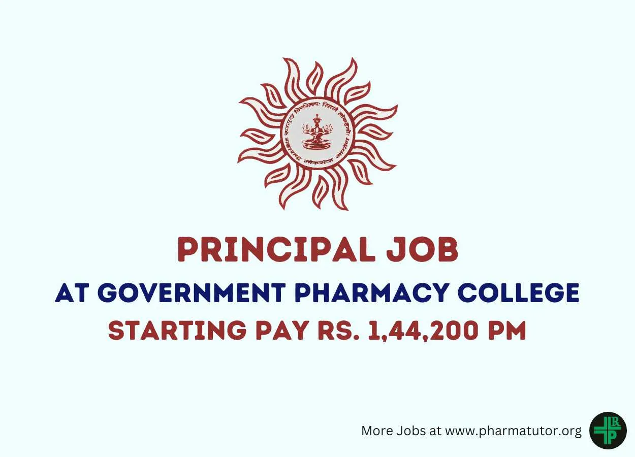 Apply online for post of Principal at Government Pharmacy Colleges