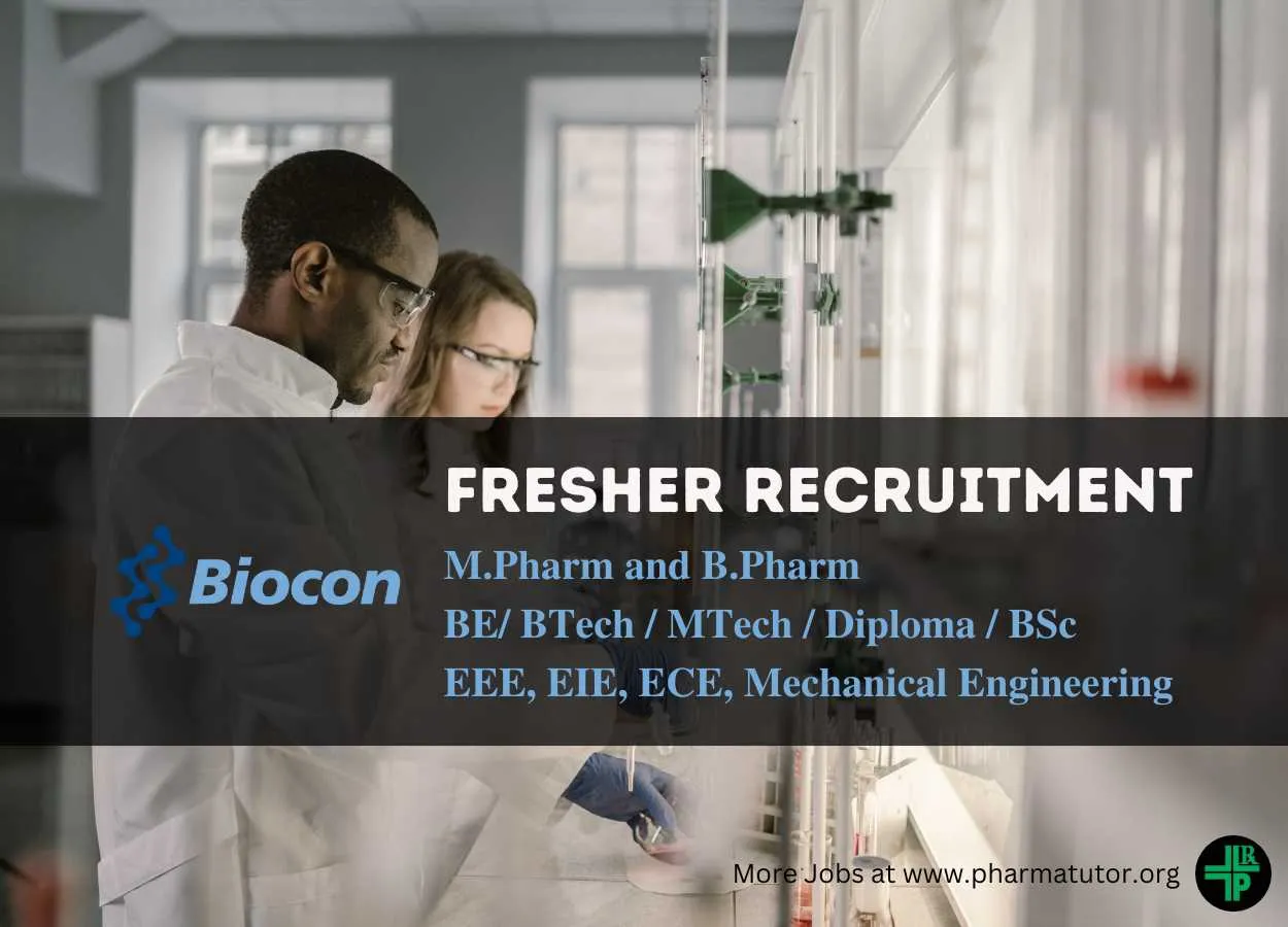 Internship opportunity only for freshers at Biocon Biologicals