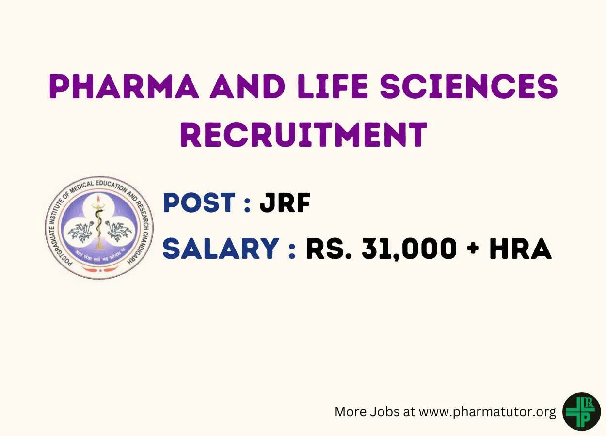 Pharma and Life Sciences candidates Job under DST funded project at PGIMER