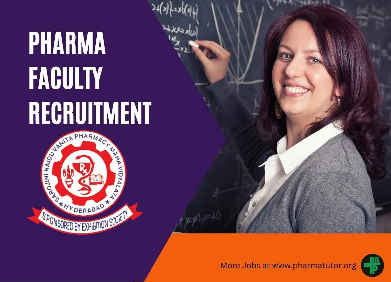 Recruitment for Pharma Faculty at Sarojini Naidu Vanita Pharmacy Maha Vidyalaya
