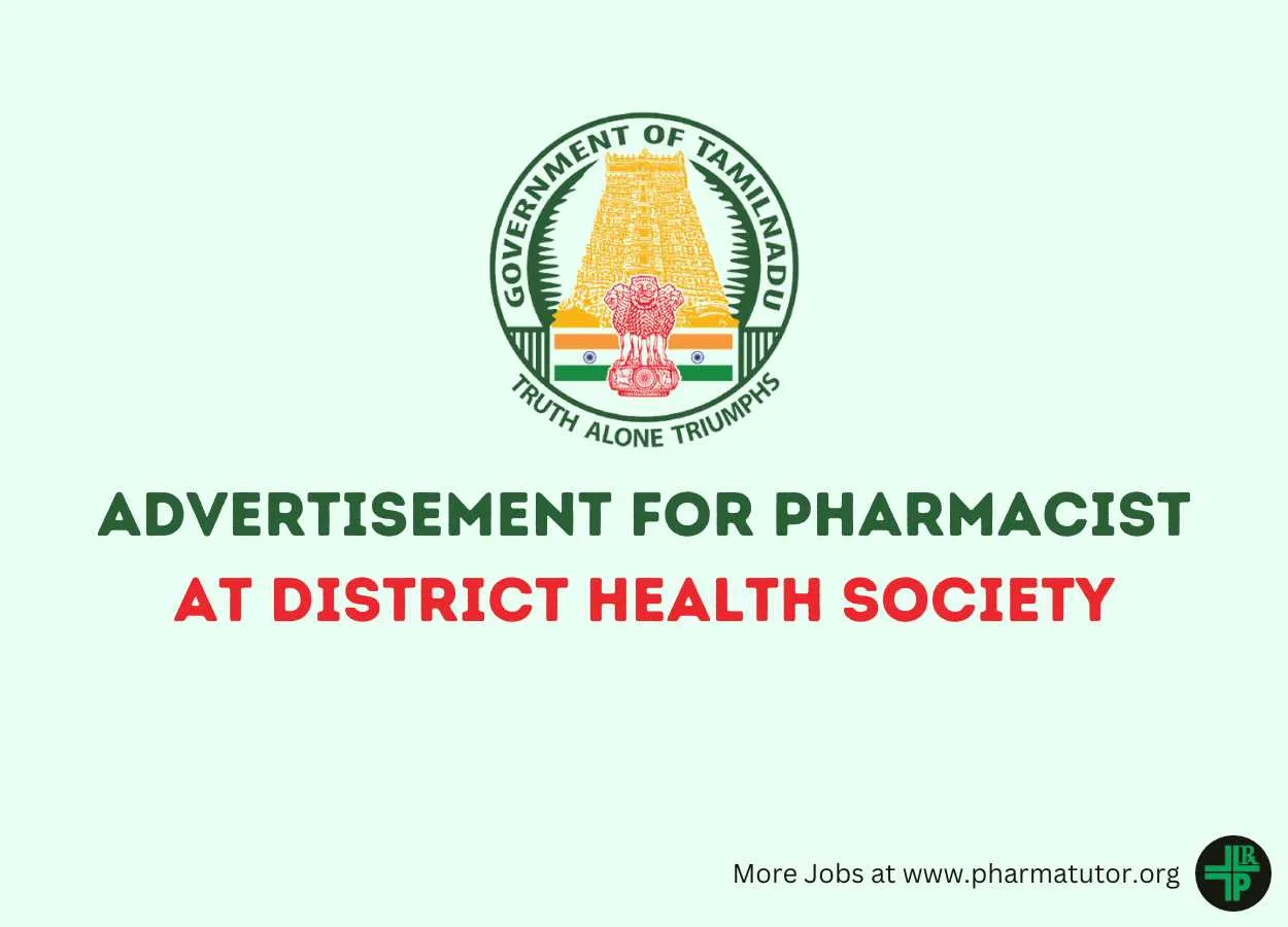Advertisement for the post of Pharmacist at District Health Society