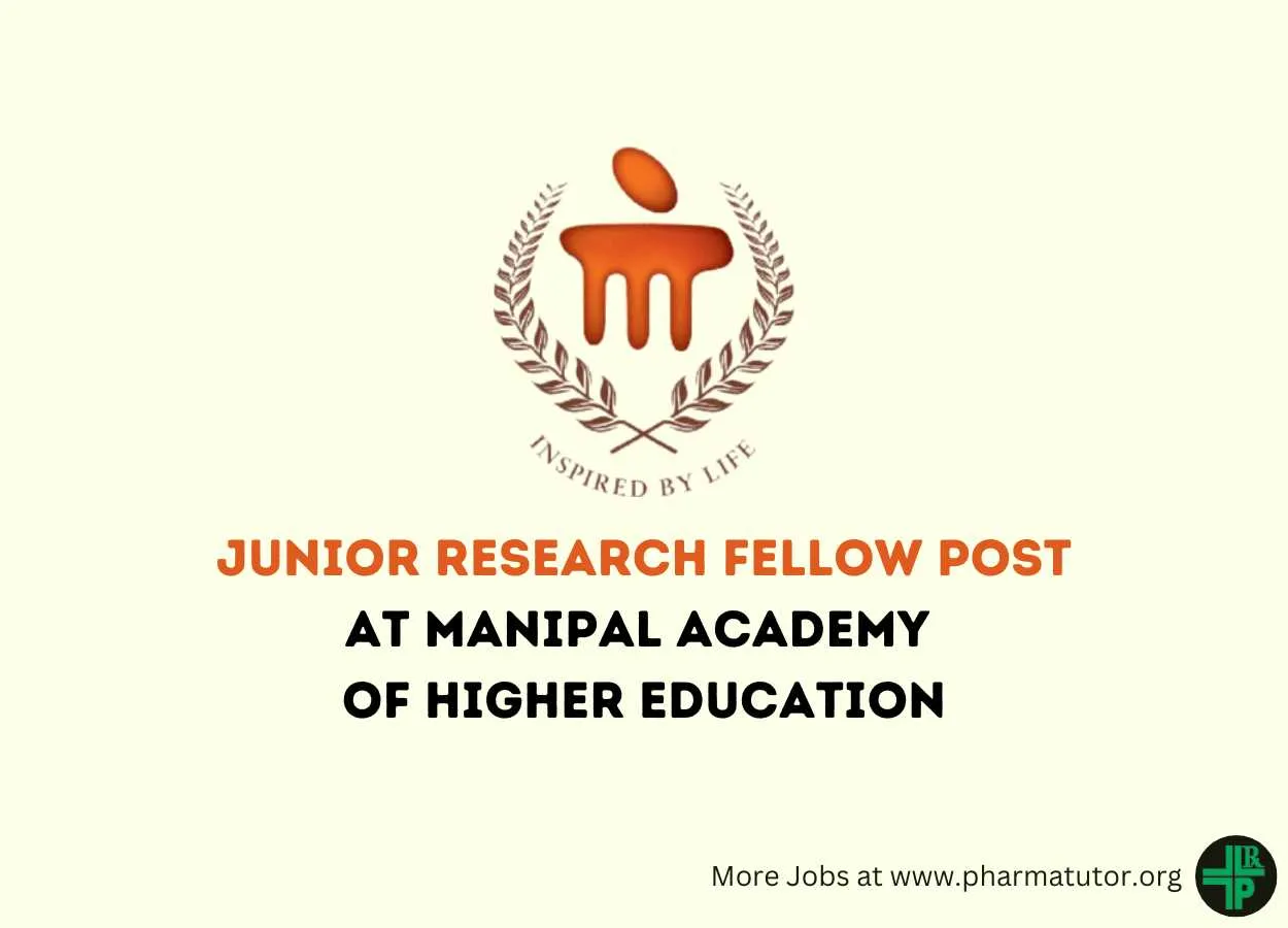 Applications are invited for the post of Junior Research Fellow at Manipal Academy of Higher Education