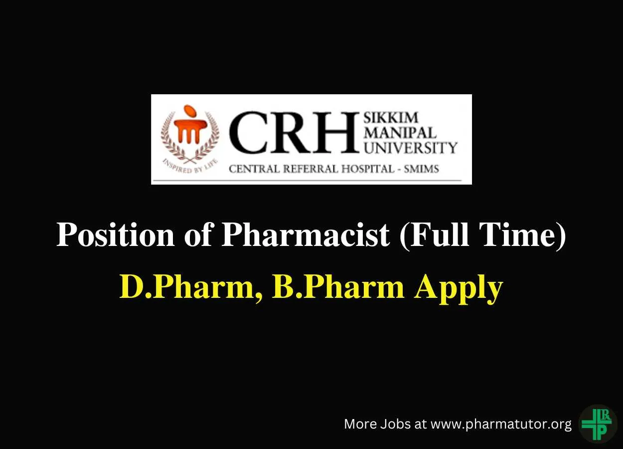 Applications are invited for the post of Pharmacist at Central Referral Hospital