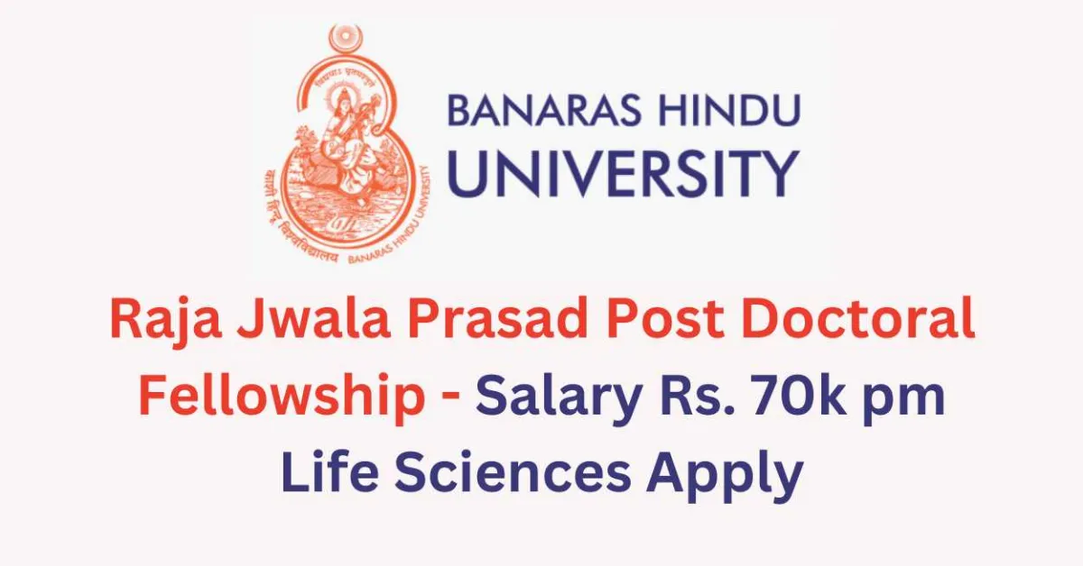 Applications are invited for the post Raja Jwala Prasad Post-Doctoral Fellowship at Banaras Hindu University