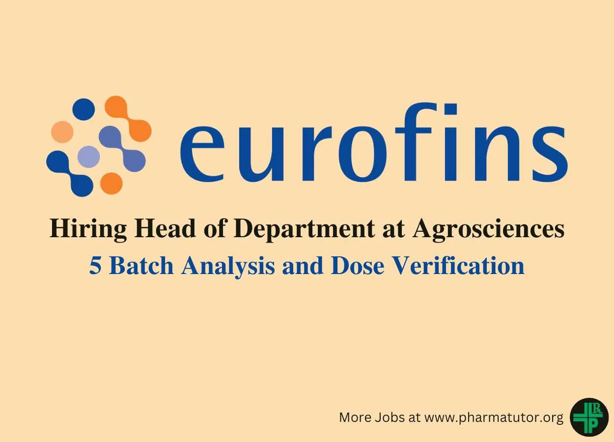 Eurofins Scientific Hiring Head of Department at Agrosciences