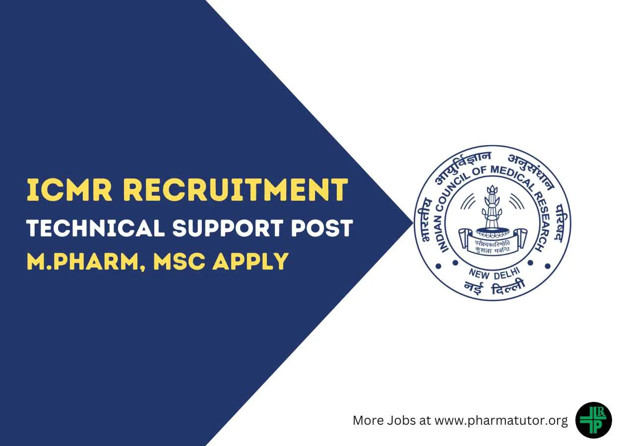 Job for M.Pharm, MSc as Technical Support at Discovery Research Division, ICMR