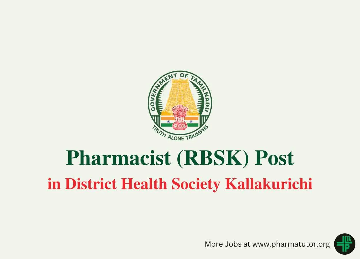 Job for Pharmacist in District Health Society Kallakurichi
