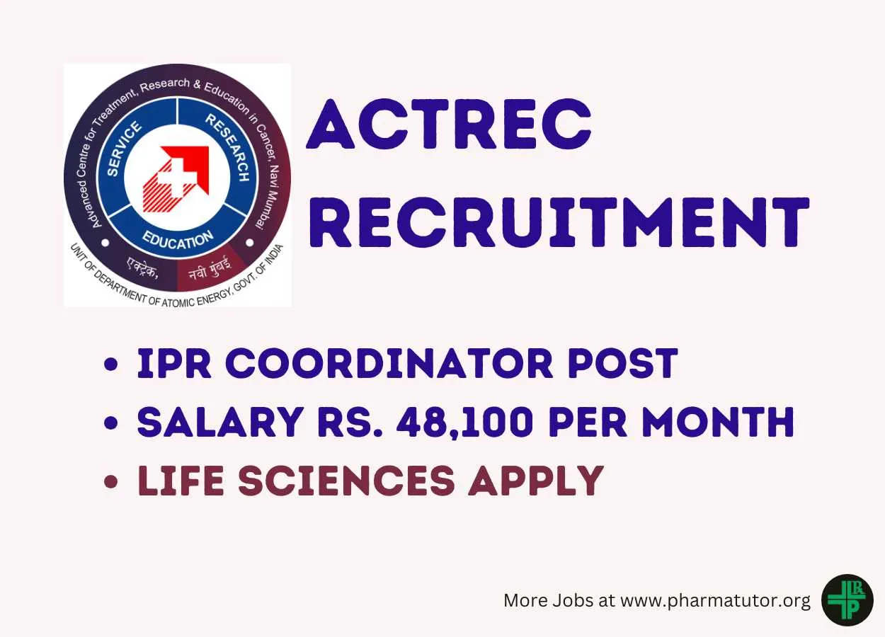 Life Sciences Recruitment as IPR Coordinator at ACTREC 