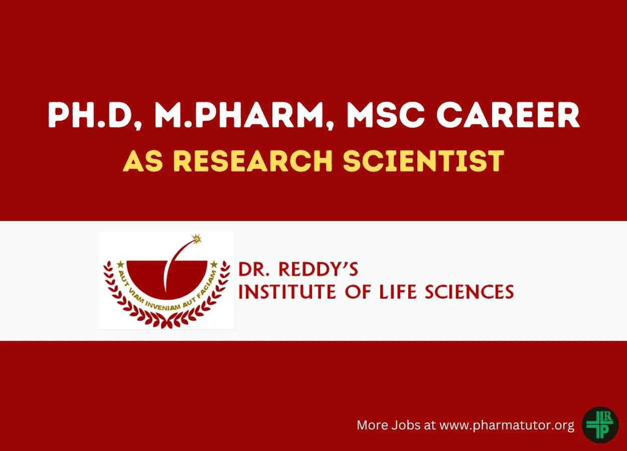 Opportunity for Ph.D, M.Pharm, MSc as Research Scientist at DRILS