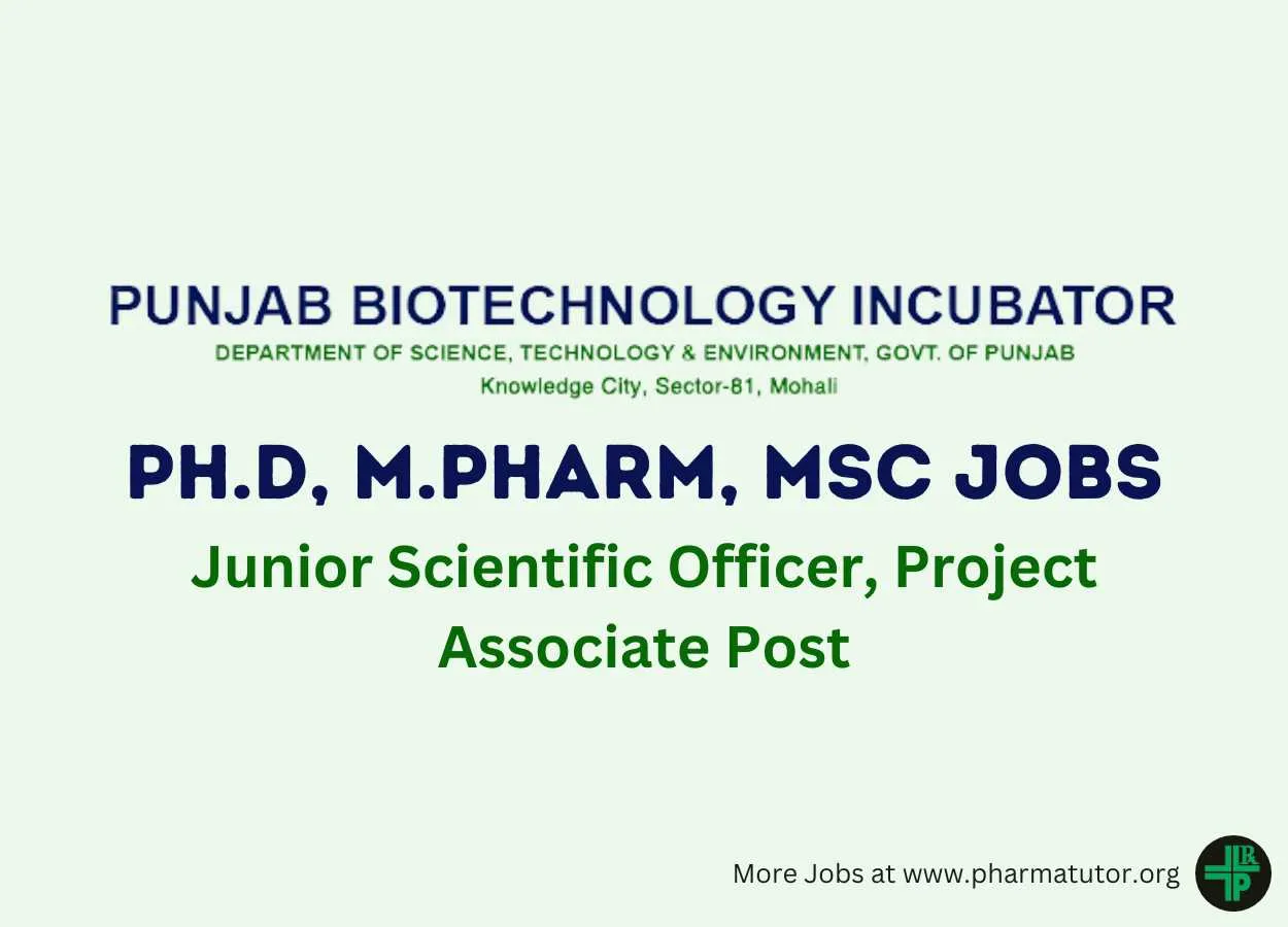 PBTI invites applications for post of Junior Scientific Officer, Project Associate